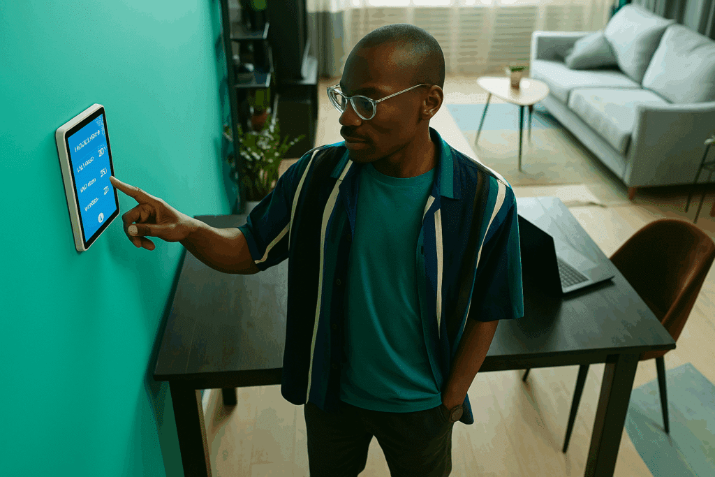 man adjusting his home's HVAC zones